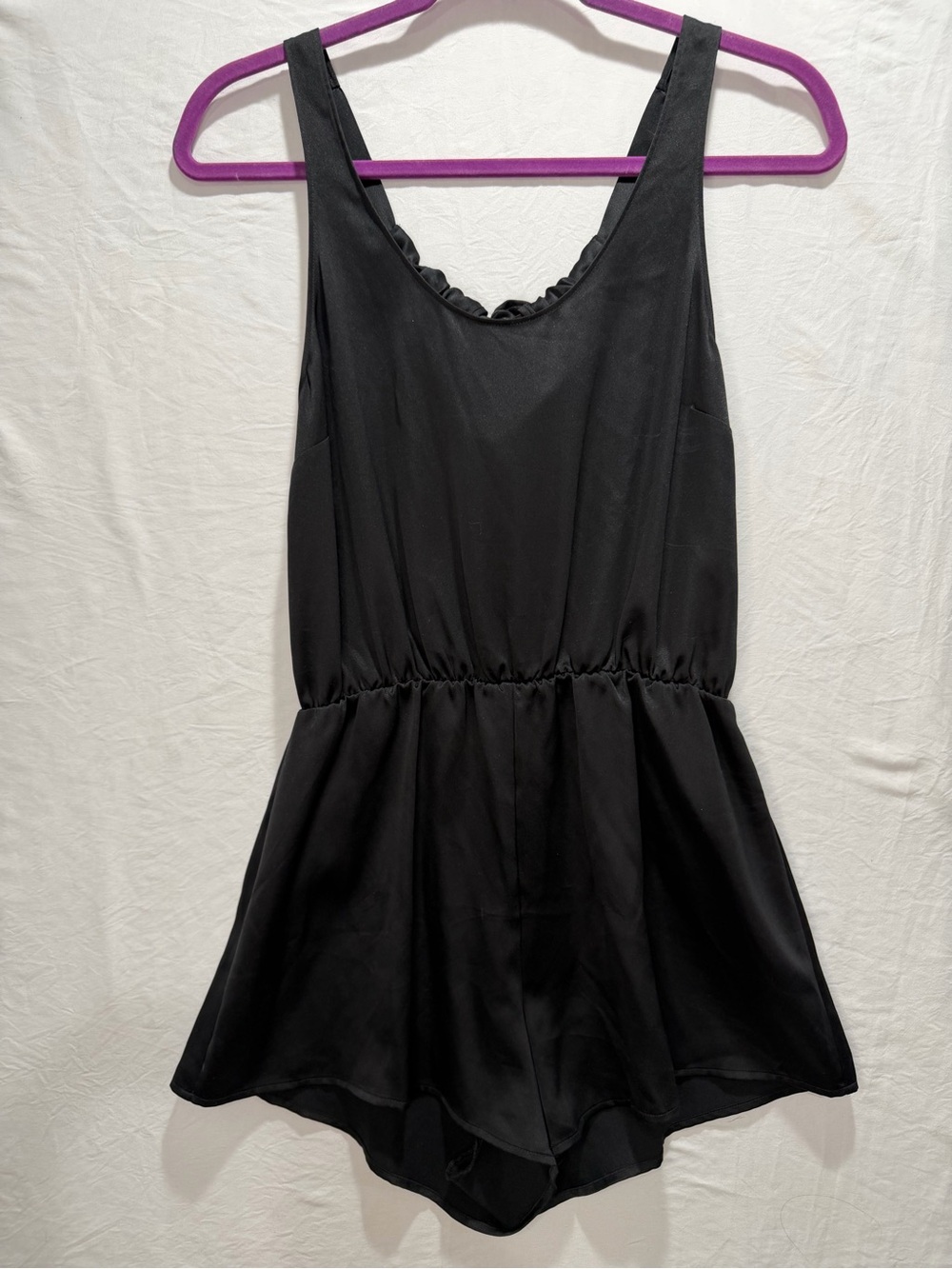 Victoria's Secret Black Satin Romper Chemise